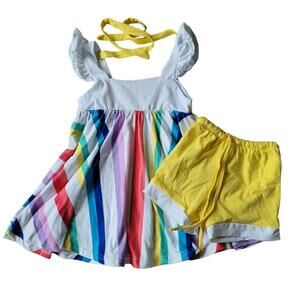 Mini Boho Rainbow Stripe Tunic Set